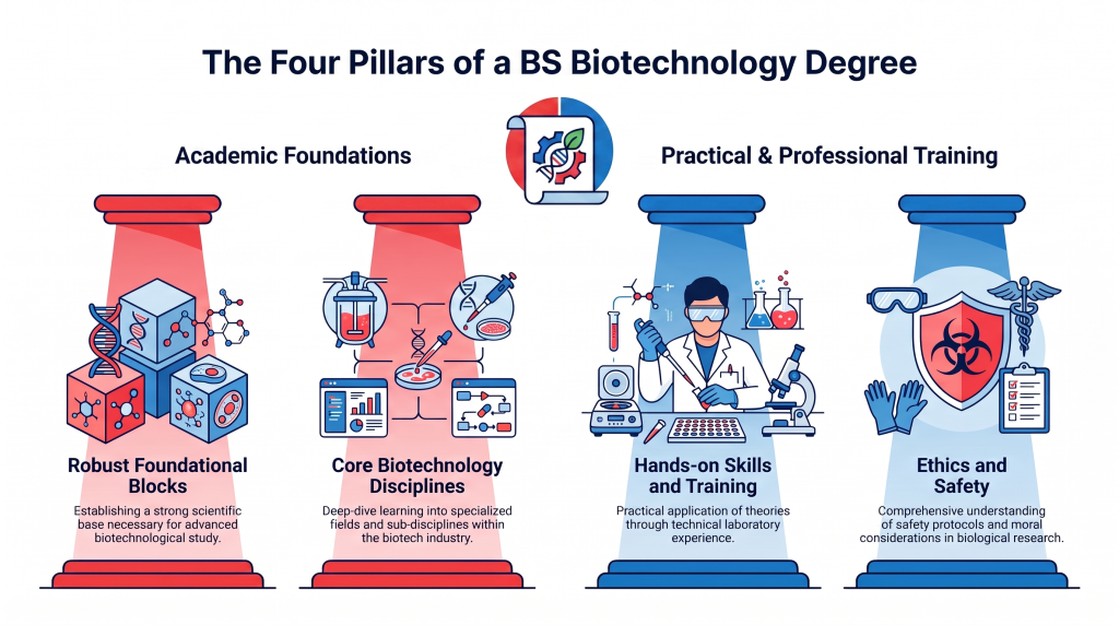 Four pillars of BS Biotechnology degree 